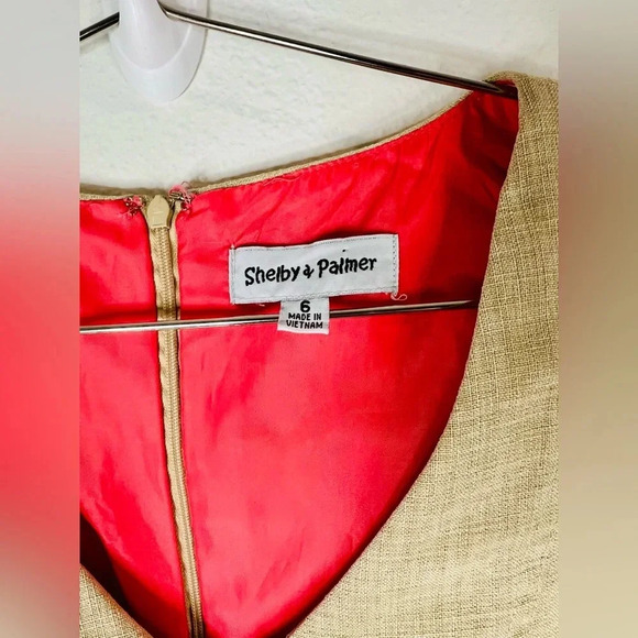 Shelby & Palmer Tan Sleeveless Sheath Dress Professional Work Size 6 Polyester - Picture 5 of 8